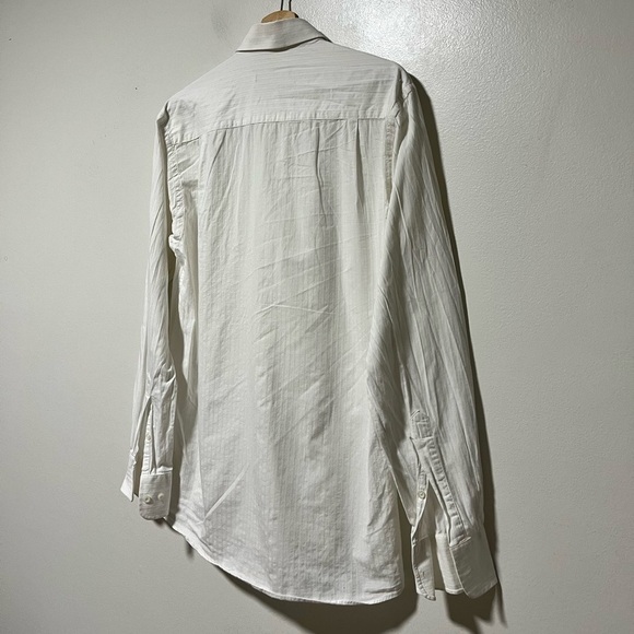 Ted Lapidus Paris White Striped Button-Up Shirt - Size Medium - Picture 6 of 10